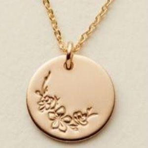 NEW March Cherry Blossom Birth Flower Coin Necklac